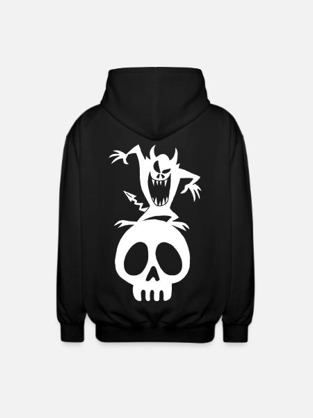 Skull and white demon - Unisex Hooded Jacket - black
