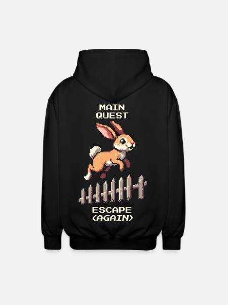 Main Quest Escape | Hasen Ausbruchswitz - Unisex Kapuzenjacke - Schwarz