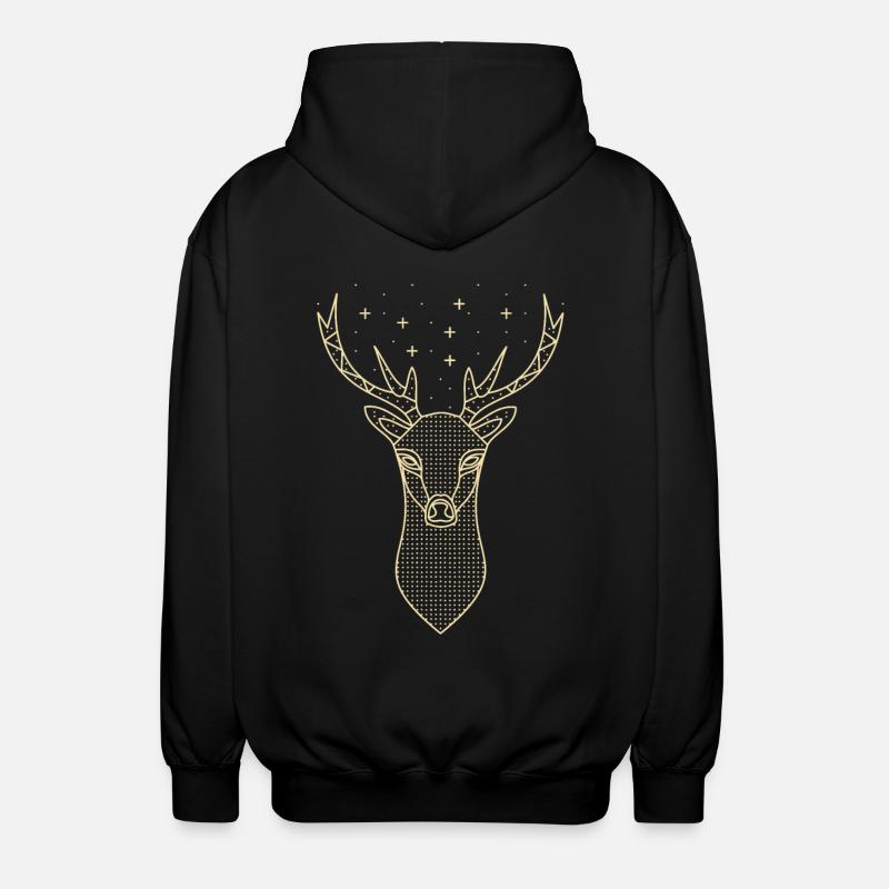 Hirsch Hirschgeweih Sterne - Unisex Kapuzenjacke - Schwarz