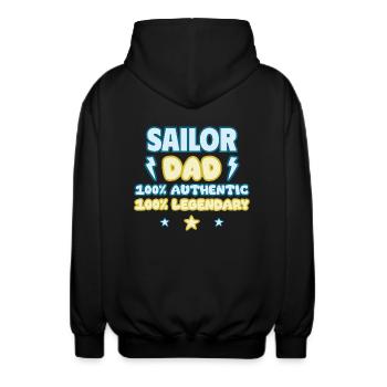 Segel-Papa,Vatertagsgeschenk - Unisex Kapuzenjacke - Schwarz - Hinten - AI Model Male 185 light (185cm)