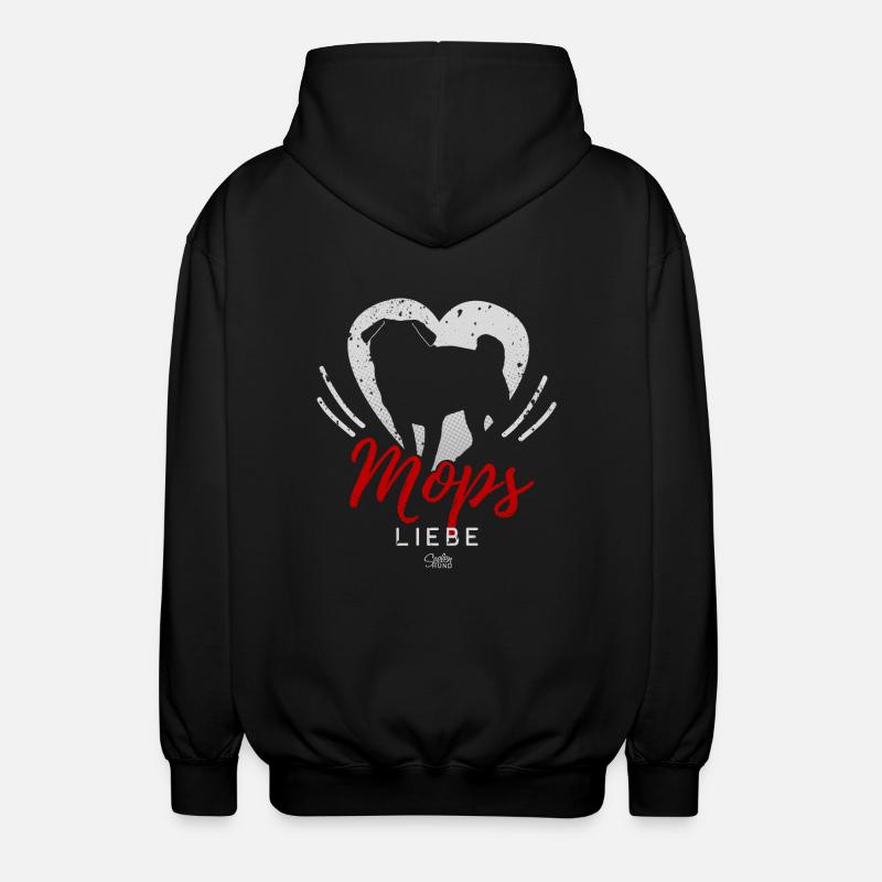 Mops-Liebe-Silhouette - Unisex Kapuzenjacke - Schwarz