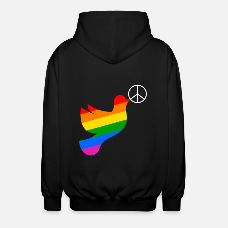Friedenstaube Regenbogenfahne Peace - Unisex Kapuzenjacke - Schwarz