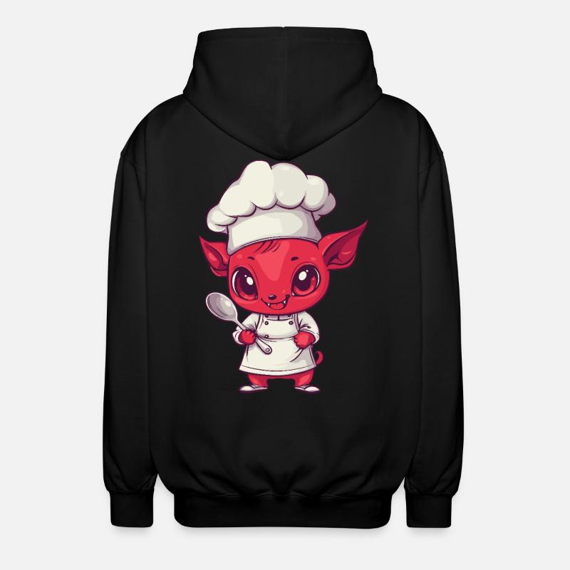 Cooking devil with spoon - Unisex Hooded Jacket - black