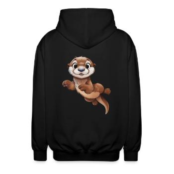 Loutre mignonne - Veste à capuche unisexe - noir - Dos - AI Model Male 185 light (185cm)