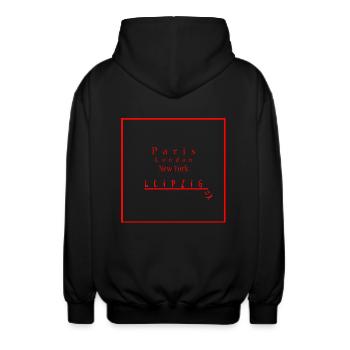 Leipzig LE2 - Unisex Kapuzenjacke - Schwarz - Hinten - AI Model Male 185 light (185cm)
