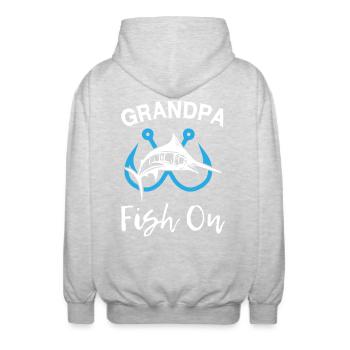 Grand-père Poisson À La Pêche - Veste à capuche unisexe - gris clair chiné - Dos - AI Model Male 185 light (185cm)
