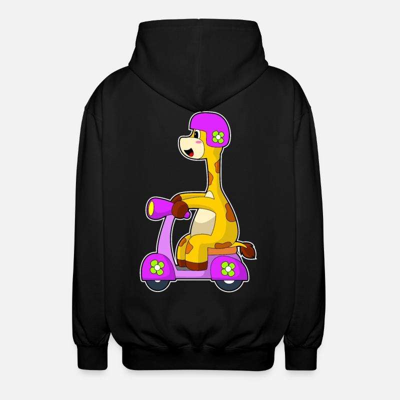 Giraffe Scooter - Unisex Hooded Jacket - black