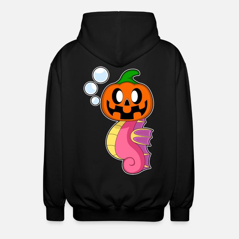 Hippocampe Halloween citrouille - Veste à capuche unisexe - noir