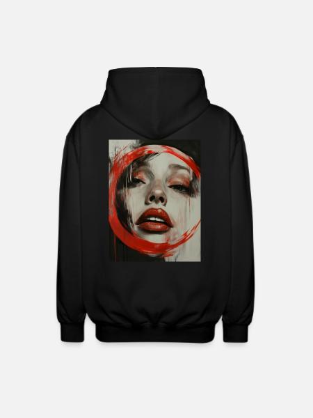 Face - Painting - Woman - Woman Face - Lips - Unisex Hooded Jacket - black