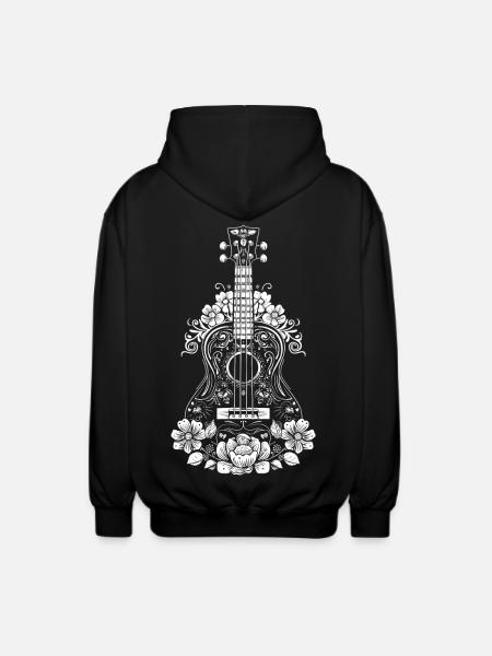 Ukulele Comic Style - Unisex Hooded Jacket - black