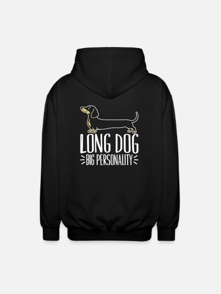 Dackel: Langer Hund, große Persönlichkeit - Unisex Kapuzenjacke - Schwarz