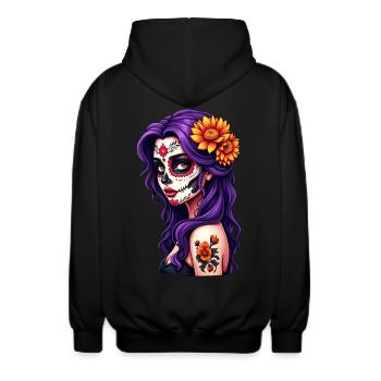 Dia de los Muertos tête femme Mexique sugar skull - Veste à capuche unisexe - noir - Dos - AI Model Male 185 light (185cm)