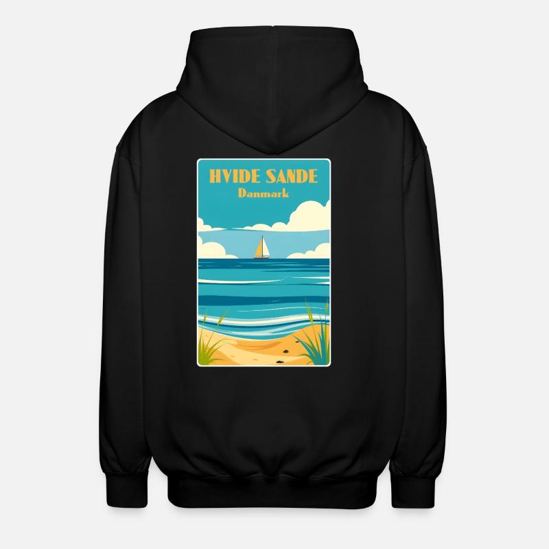 Hvide Sande, Denmark - Unisex Hooded Jacket - black