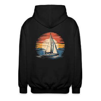 Retro Segelboot Vintage Segeln Skipper Segler - Unisex Kapuzenjacke - Schwarz - Hinten - AI Model Male 185 light (185cm)