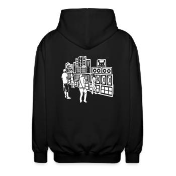 008 système audio 23 - Veste à capuche unisexe - noir - Dos - AI Model Male 185 light (185cm)