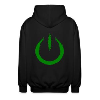 Power on switch on Turn off icon - Unisex Hooded Jacket - black - Back - AI Model Male 185 light (185cm)