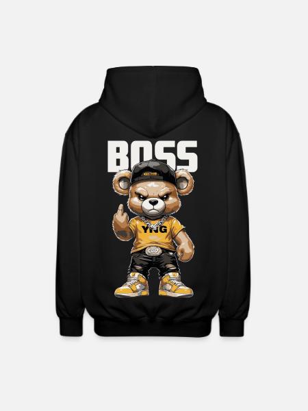 BAAS Bear - Streetwear Teddy Beer Design - Unisex Hooded Jacket - black