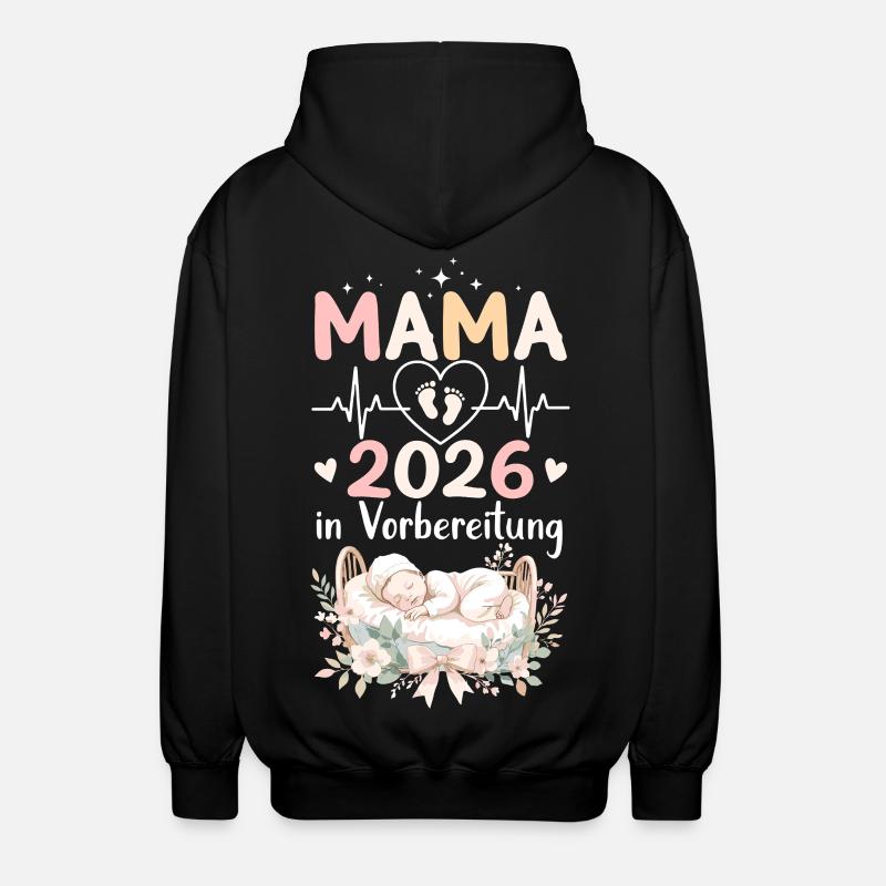 Mama 2026 Schwangerschaft - Unisex Kapuzenjacke - Schwarz