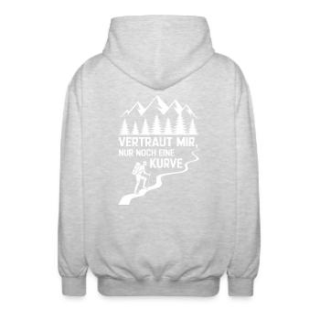 Nur Noch Eine Kurve Wander Wandertour lustig Guide - Unisex Kapuzenjacke - Hellgrau meliert - Hinten - AI Model Male 185 light (185cm)