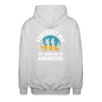 Abkürzung Schlaumeier Wandern lustig Wandertour - Unisex Kapuzenjacke - Hellgrau meliert - Hinten - AI Model Male 185 light (185cm)