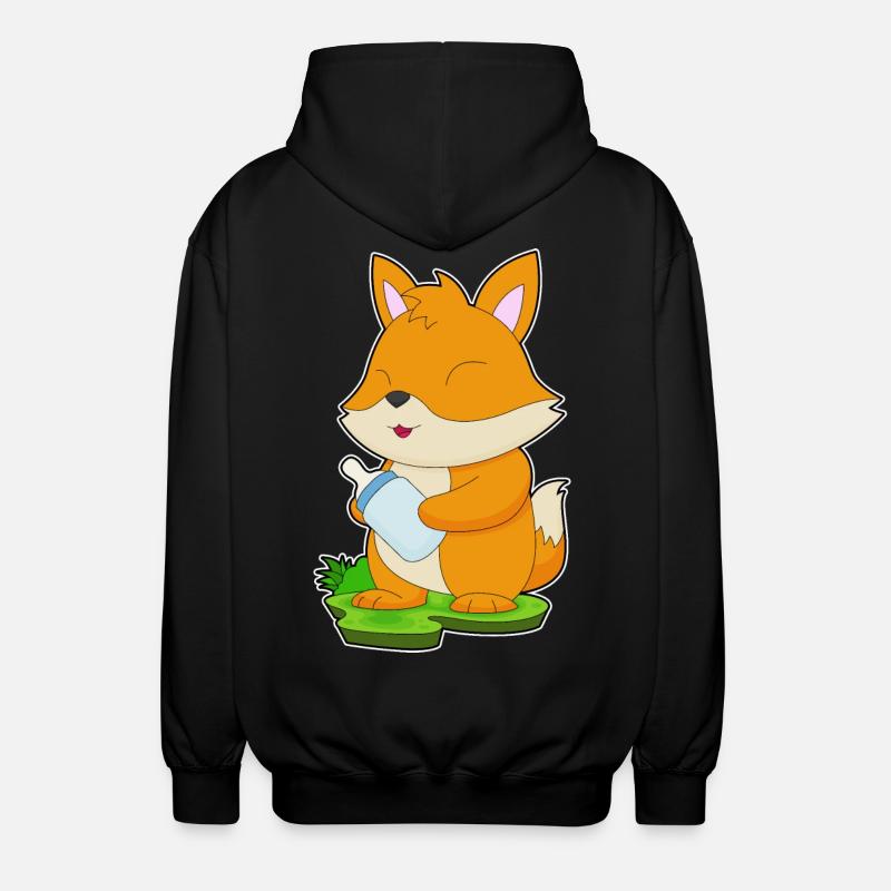 Fox Baby Bottle - Unisex Hooded Jacket - black