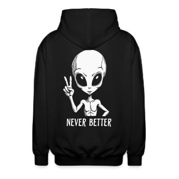 Never Better - Unisex Kapuzenjacke - Schwarz - Hinten - AI Model Male 185 light (185cm)