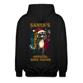 Funny Saying Wine Christmas Raccoon - Unisex Hooded Jacket - black - Back - AI Model Male 185 light (185cm)