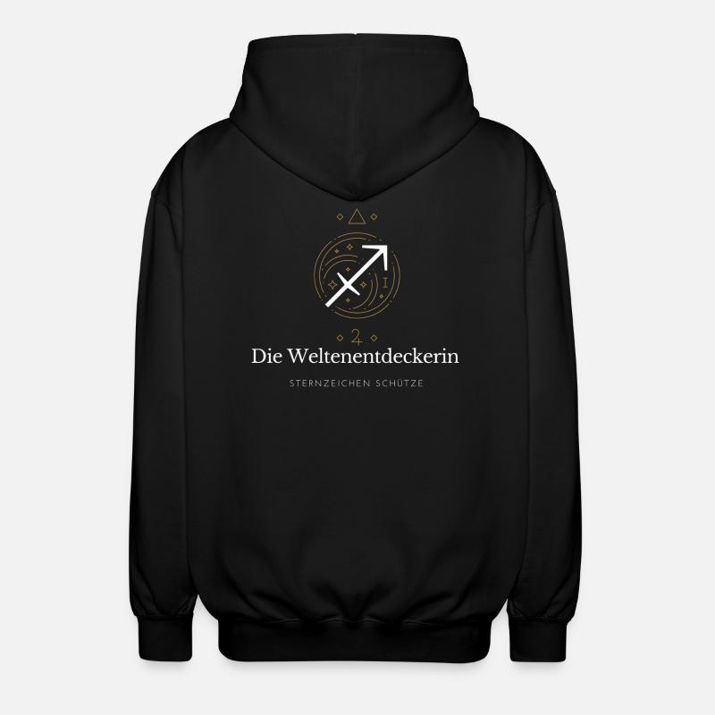 Weltenentdeckerin Sternzeichen - Unisex Kapuzenjacke - Schwarz