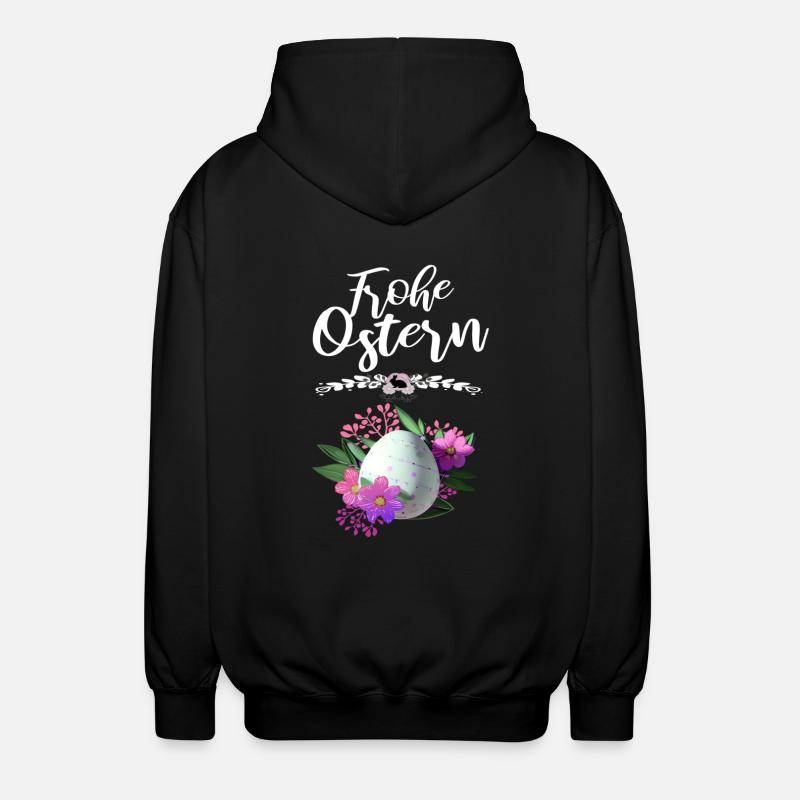 Frohe Ostern Osterei Floral - Unisex Kapuzenjacke - Schwarz