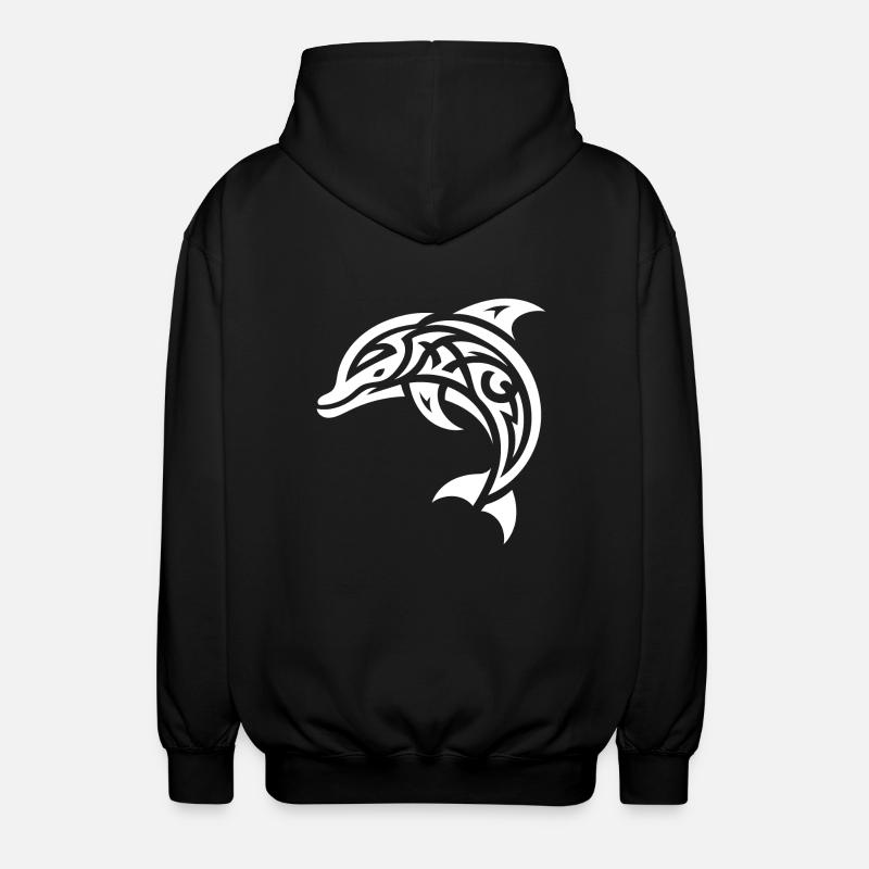 Saut Petit Bébé Tatouage Dauphin - Veste à capuche unisexe - noir