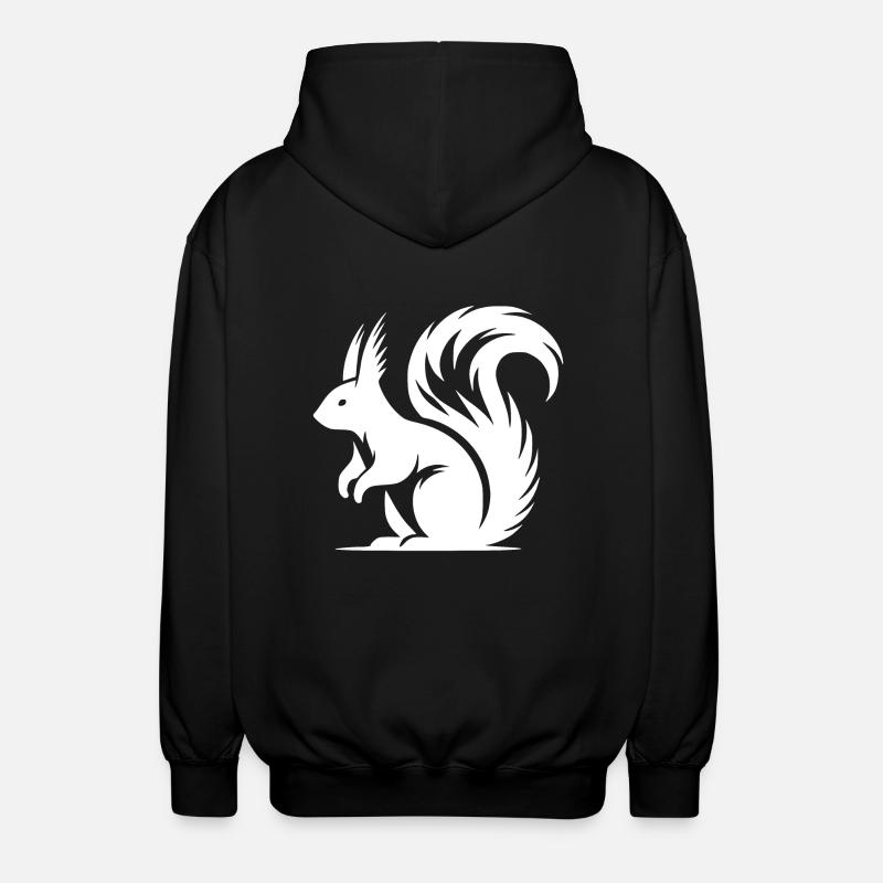 Cute Squirrel Tattoo Style Drawing - Unisex Hooded Jacket - black