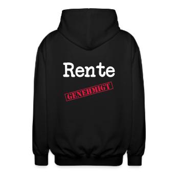 Rente genehmigt - Unisex Kapuzenjacke - Schwarz - Hinten - AI Model Male 185 light (185cm)
