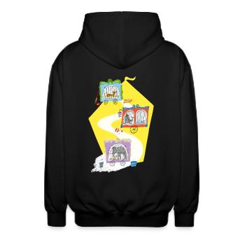 zoo animal circus - Unisex Hooded Jacket - black - Back - AI Model Male 185 light (185cm)