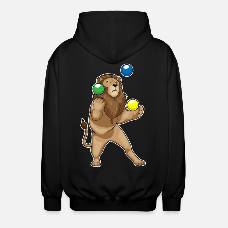 Lion juggler juggling - Unisex Hooded Jacket - black