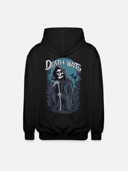 Sensenmann "Death Waits" Gothic Art - Unisex Kapuzenjacke - Schwarz