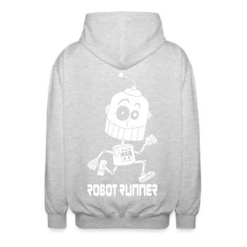 Weißer Laufroboter - Unisex Kapuzenjacke - Hellgrau meliert - Hinten - AI Model Male 185 light (185cm)