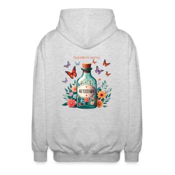 L’ingrédient secret 🤫 - Veste à capuche unisexe - gris clair chiné - Dos - AI Model Male 185 light (185cm)