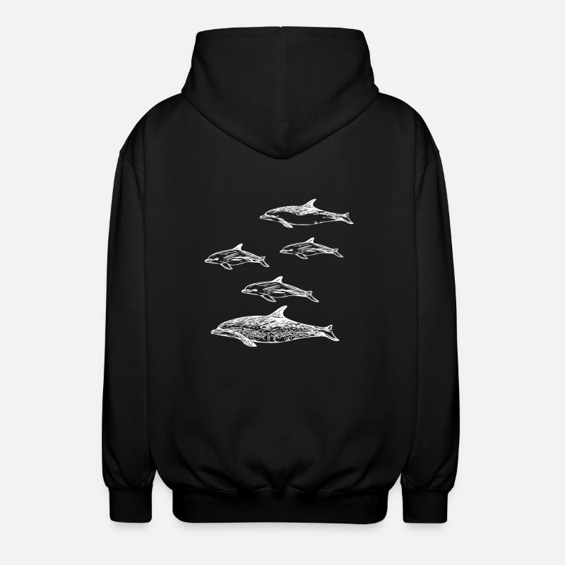 Delfin Schule - Unisex Kapuzenjacke - Schwarz