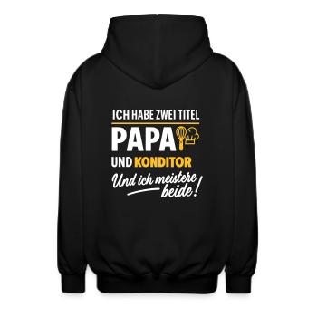 Papa und Konditor Vatertag - Unisex Kapuzenjacke - Schwarz - Hinten - AI Model Male 185 light (185cm)