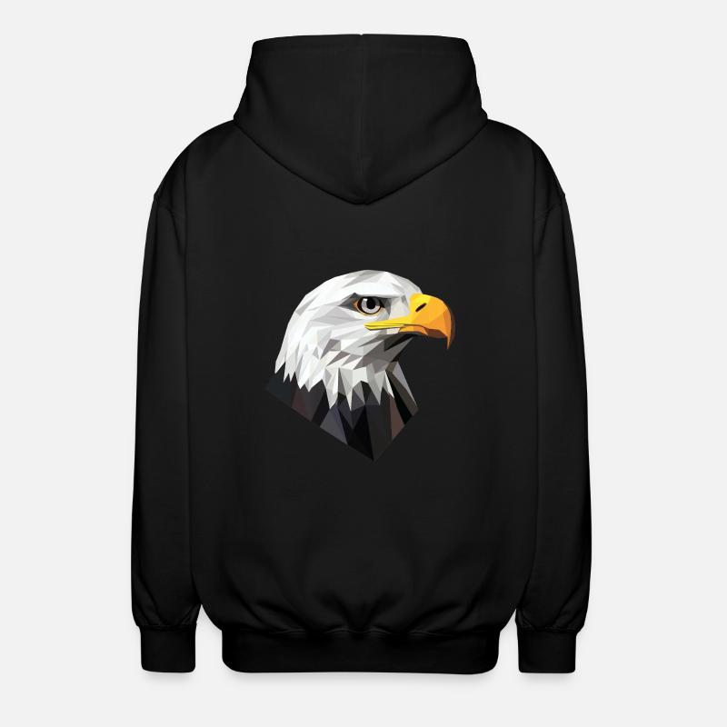 AdlerKopf Low Poly Logo Design - Unisex Kapuzenjacke - Schwarz