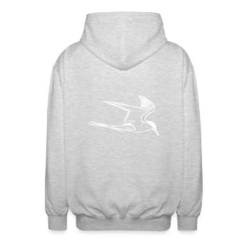 Elegante Seemöve im Flug - Unisex Kapuzenjacke - Hellgrau meliert - Hinten - AI Model Male 185 light (185cm)