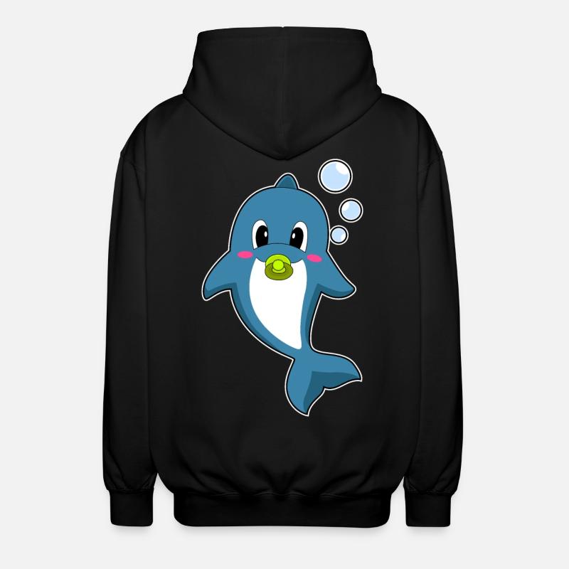Dolphin Baby Pacifier - Unisex Hooded Jacket - black