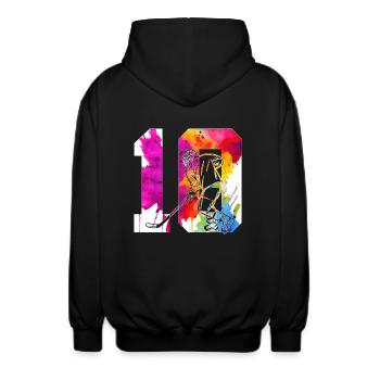 NUMMER 10 EISHOCKEY 10. GEBURTSTAG - Unisex Kapuzenjacke - Schwarz - Hinten - AI Model Male 185 light (185cm)