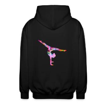 Turnen Handstand bunt - Unisex Kapuzenjacke - Schwarz - Hinten - AI Model Male 185 light (185cm)