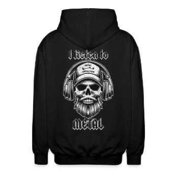 I Listen to Metal - Bearded Skull Detectorist - Unisex Hooded Jacket - black - Back - AI Model Male 185 light (185cm)