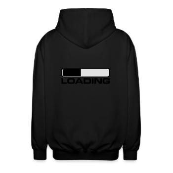 loading prozess - Unisex Kapuzenjacke - Schwarz - Hinten - AI Model Male 185 light (185cm)