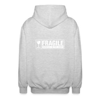 Fragile Handle With Care - Unisex Kapuzenjacke - Hellgrau meliert - Hinten - AI Model Male 185 light (185cm)