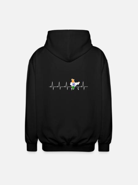 I love India - heartbeat - Unisex Hooded Jacket - black