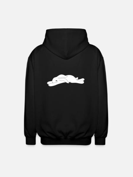 tired bunny - Unisex Hooded Jacket - black