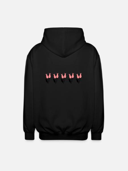 Tulipes dans une rangée - rose - Veste à capuche unisexe - noir